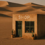 Imagen de tienda en el medio del desierto
