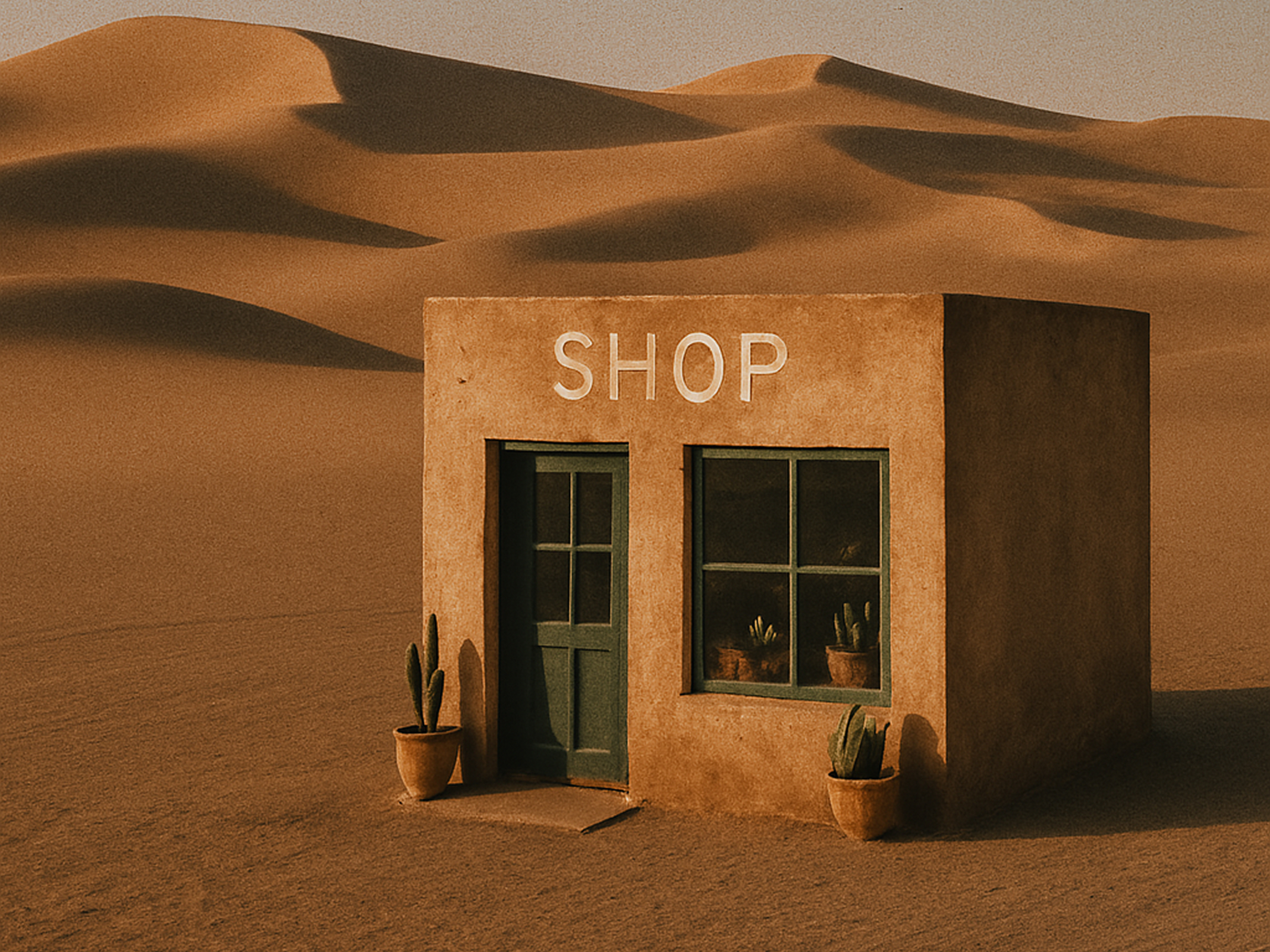 Imagen de tienda en el medio del desierto